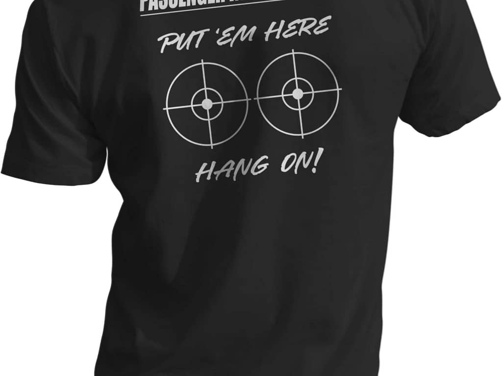 Passenger instructions boob target biker t shirt