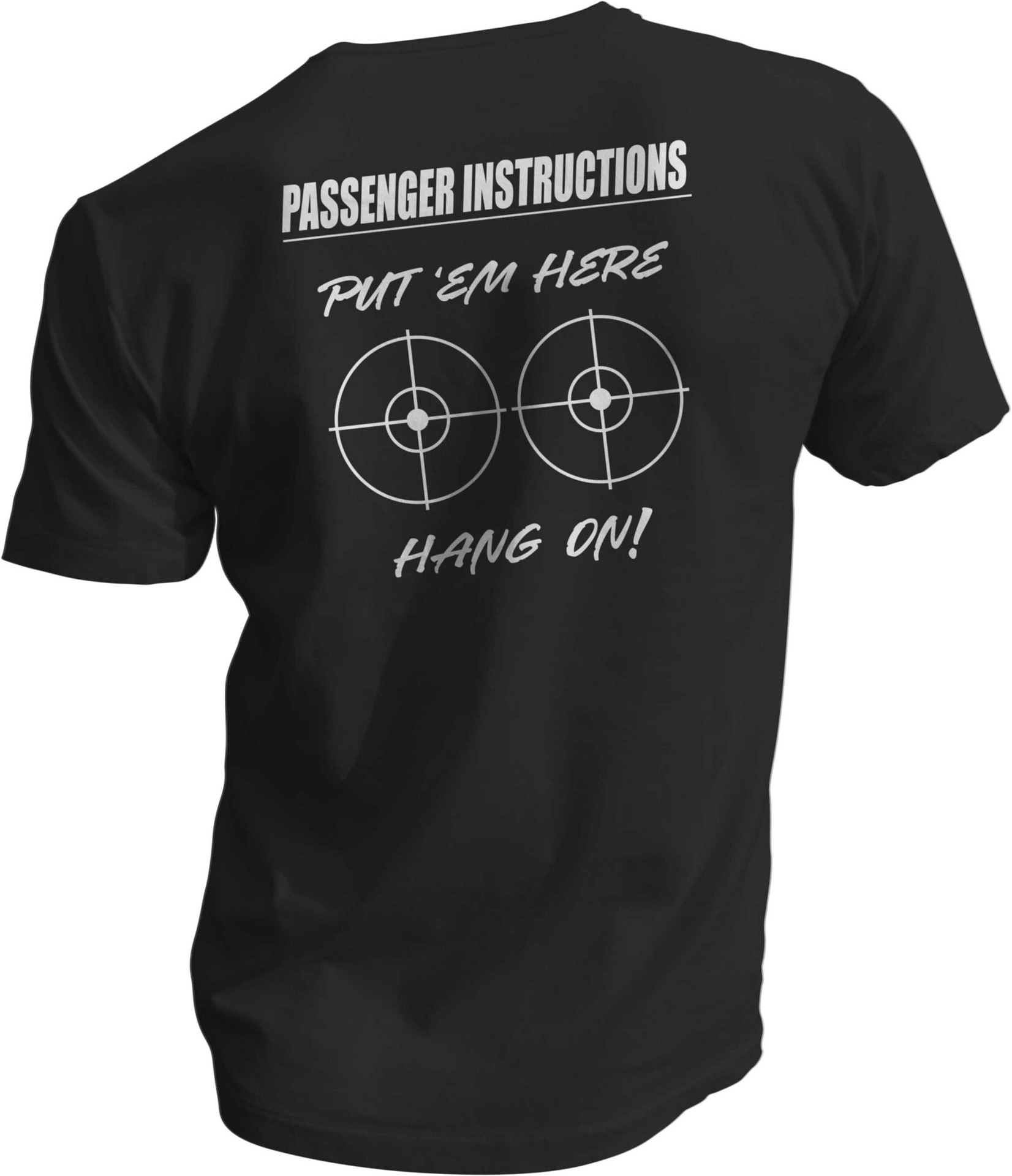 Passenger Instructions – Put 'Em Here – Hang On – Bullseye – Boobs – Biker  Shirt – Visions Screen Printing